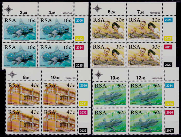 RSA 1989, 9 Feb. IDENTIFICATION of the COELACANTH, set controls, MNH, CV 46.00 view scans