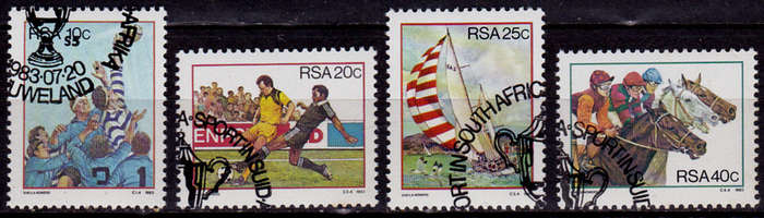 RSA 1983, 20 July. SPORT ACTIVITIES IN SA, set, CTO, CV R ?? view scans