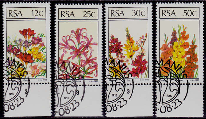RSA 1985, 23 Aug. SA FLORAL EMIGRANTS, set, CTO, CV R ?? view scans