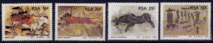 RSA 1987, 4 June. ROCK PAINTINGS, set, MNH, CV R 5.50 view scans