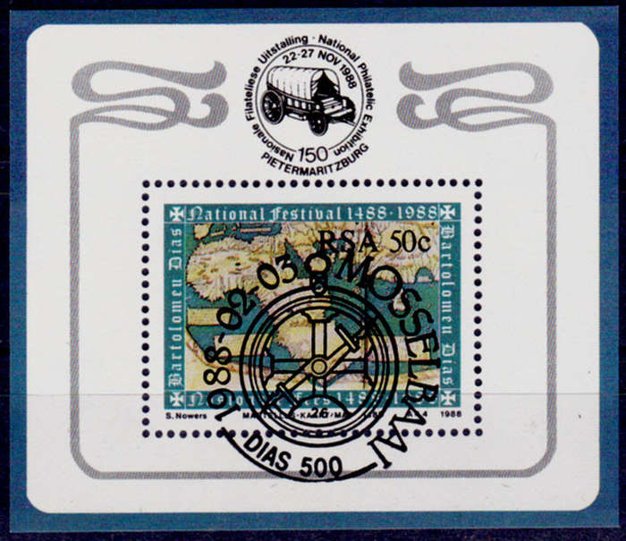 RSA 1988, 3 Feb. 500th ANNIV DISCOVERY of the CAPE, minisheet, CTO, CV R ?? view scans