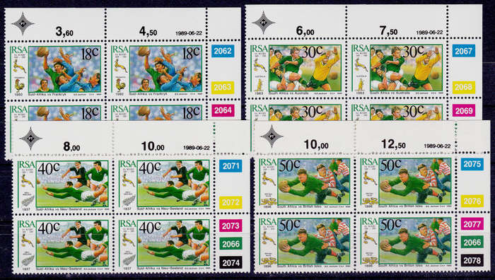 RSA 1989, 22 June. CENTENARY OF SA RUGBY BOARD, set controls, MNH, CV R 42.00 view scans