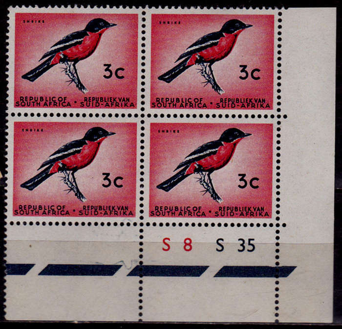 RSA 1963, April. DEFINITIVE ISSUE, 3c control block, MNH, CV R 25.00 view scans