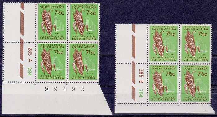 RSA 1969, July. DEFINITIVE ISSUE, 7½c control blocks A B, MNH, CV R 130.00 view scans