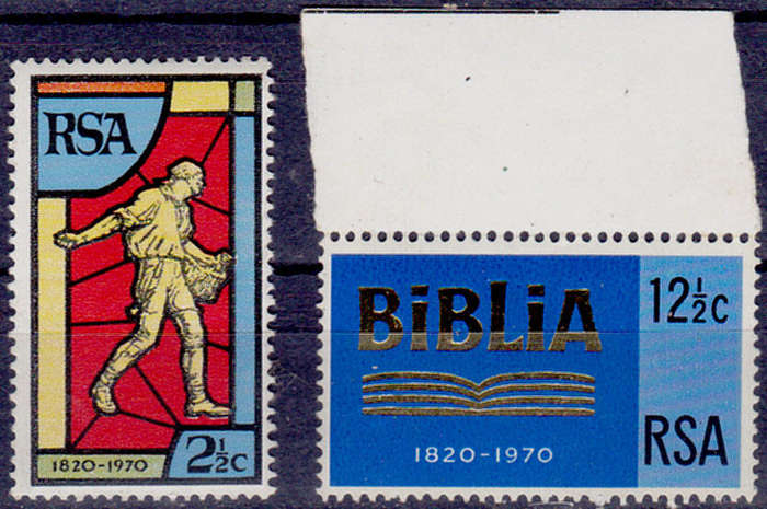 RSA 1970, 14 Aug. 150th ANNIV BIBLE SOCIETY, set, MNH, CV R 22.50 view scans