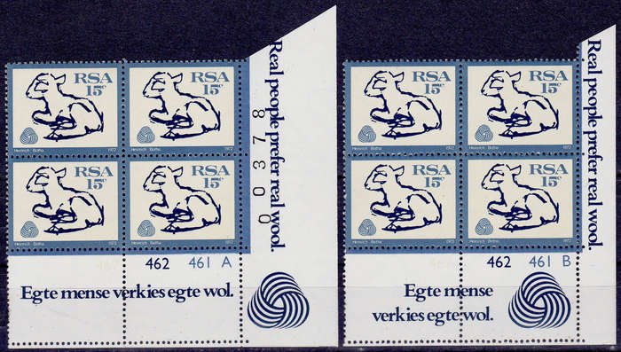 RSA 1972, 15 May. INTERIM DEFINITIVE, 15c control A B, MNH, CV R 160.00 view scans