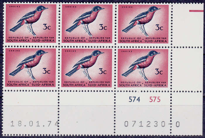 RSA 1974, Jan. DEFINITIVE ISSUE, 3c control, MNH, CV R 30.00 view scans