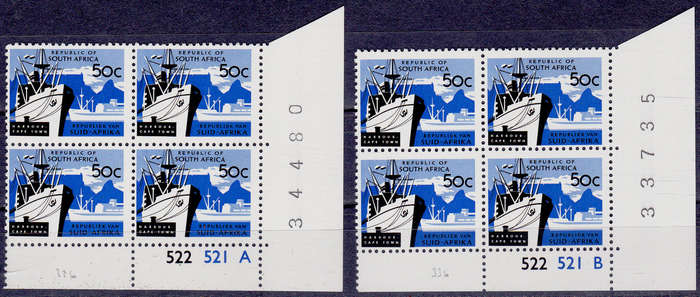 RSA 1973, July. DEFINITIVE ISSUE, 50c controls A B, MNH, CV R 560.00 view scans