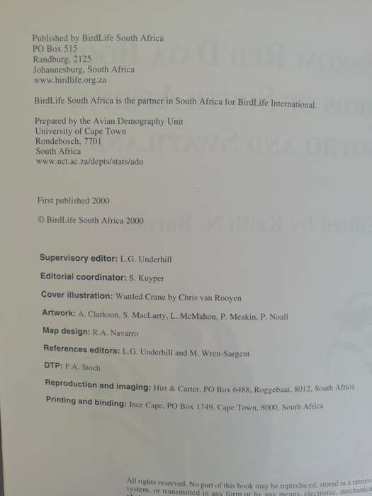 The Eskom Red Data Book of Birds of South Africa, Lesotho and Swaziland / Keith N. Barnes