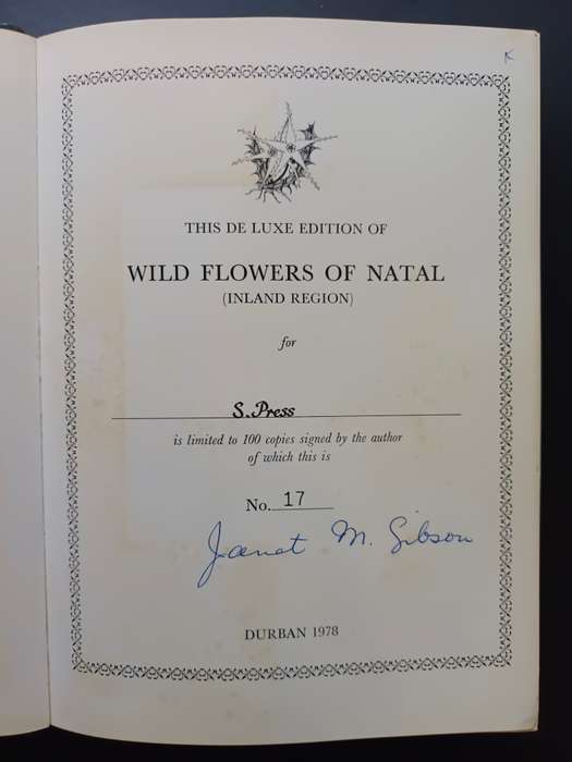 Wild Flowers of Natal ( Inland Region) / Jant M Gibson (Signed & Limited Edition)