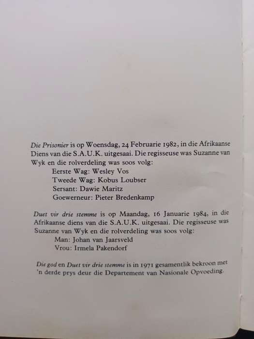 Die Prisonier en ander eenbedrywe / Jac J. Brits