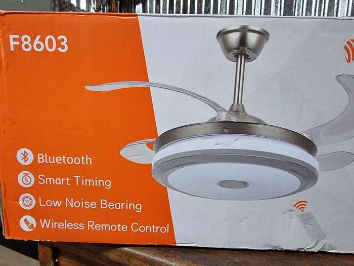 Retractable Ceiling Fan With Remote & bluetooth speaker - 061