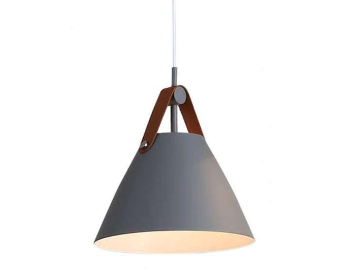 2 Pack - Modern Nordic Leather Strap Pendant Lamp - grey