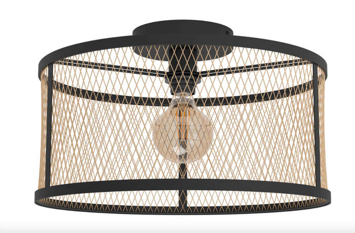 Flush Mount Mesh Ceiling Light fitting -Black & Gold - 6058