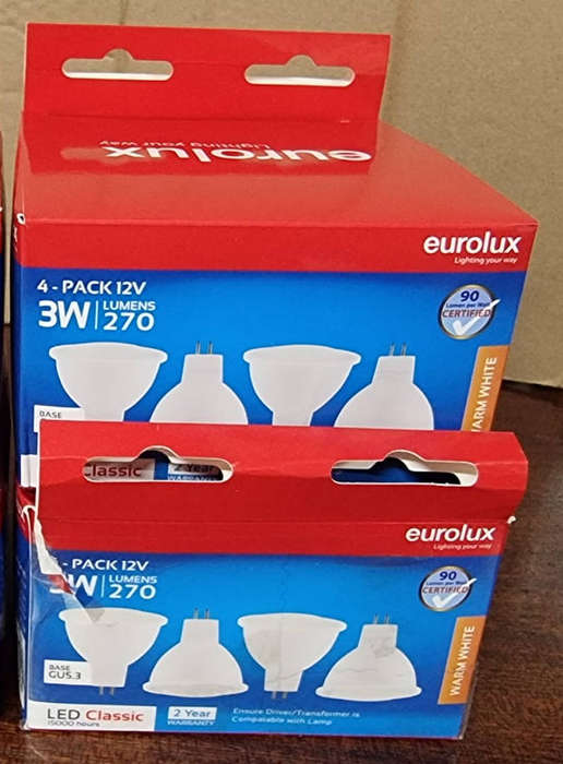 8 Pack - 3w Eurolux MR16 Down Lights warm white