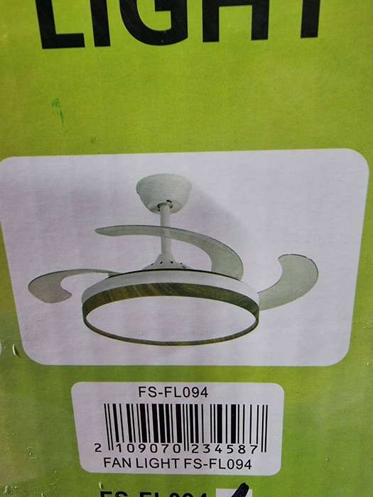 Retractable Ceiling Fan With Remote Control - 094 -  White & Walnut #38