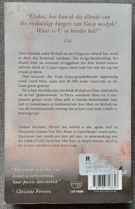Tikkun Ha'olam Herstel die wêreld - Marzanne LeRoux-van der Boon