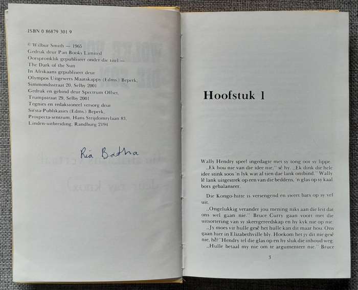 Wolke voor die son - Wilbur Smith (Hardcover 1965 edition)