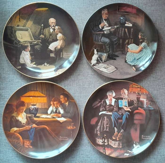 Set of 4 Norman Rockwell Designer Plates
