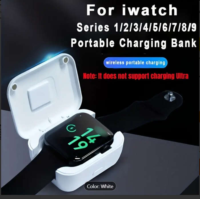 Portable Wireless Charger - Ultra-Portable Emergency Dock for iWatch Series 9/8/7/6/5/4/3/2/1 - Seam