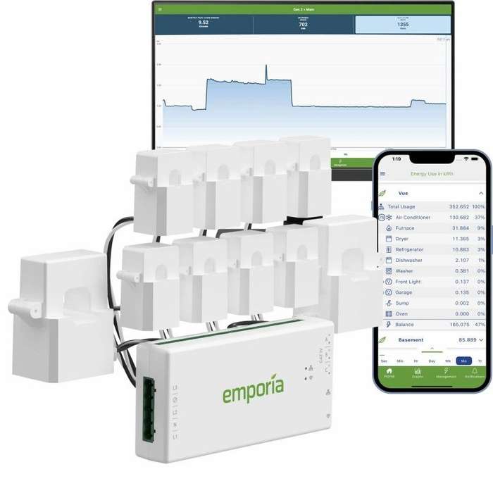 Save money on electricity Emporia Vue Energy Monitor-with 8x 50A Emporia Current Monitoring Sensors