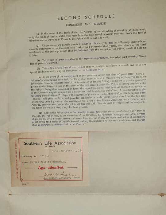 * 1939 * Southern Life Association Life Policy