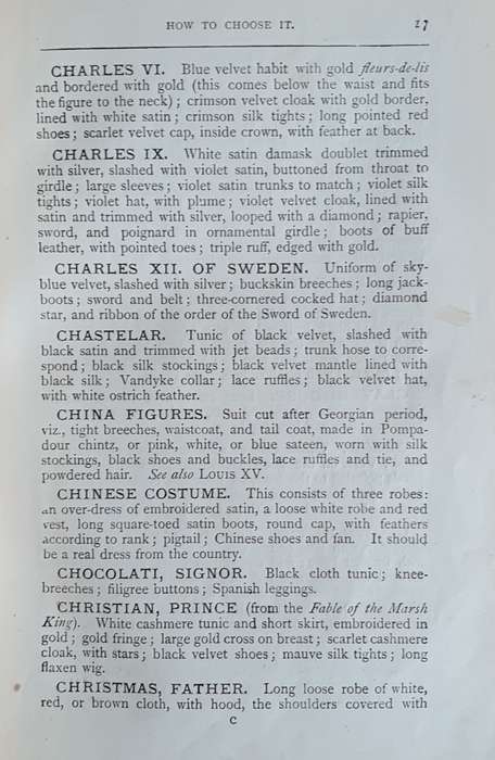 * 1880's Circa* Gentlemen's Fancy Dress - How to choose it Ardern Holt