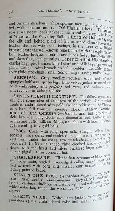 * 1880's Circa* Gentlemen's Fancy Dress - How to choose it Ardern Holt