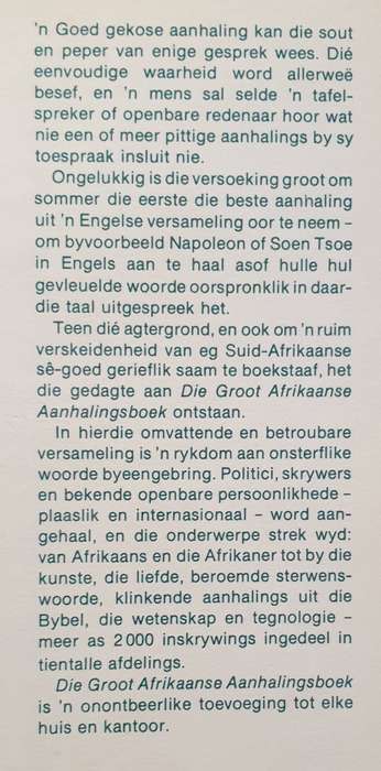 Die Groot Afrikaanse Aanhalings-Boek (Muller / Claasen / Van Tonder)