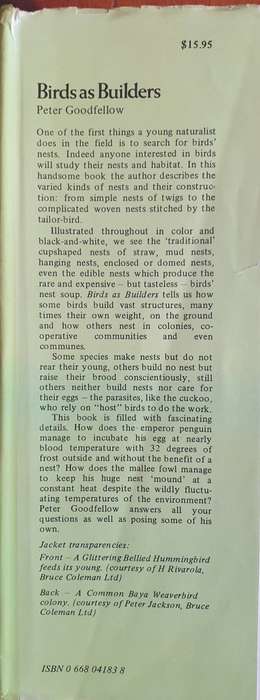 Birds as Builders - Peter Goodfellow