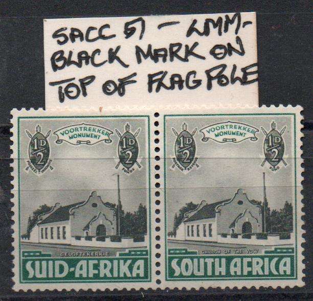 1933 Union Voortrekker Commemorative 1/2d pair with variety in LMM-condition