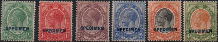 1913-24 Union KGV Definitive - Full set of 11 with SPECIMEN OVPT's in MM-condition