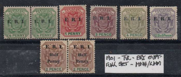 1901 - TVL Overprinted Definitive Issue - Full set of 6 values with two pairs in MNH/LMM-condition