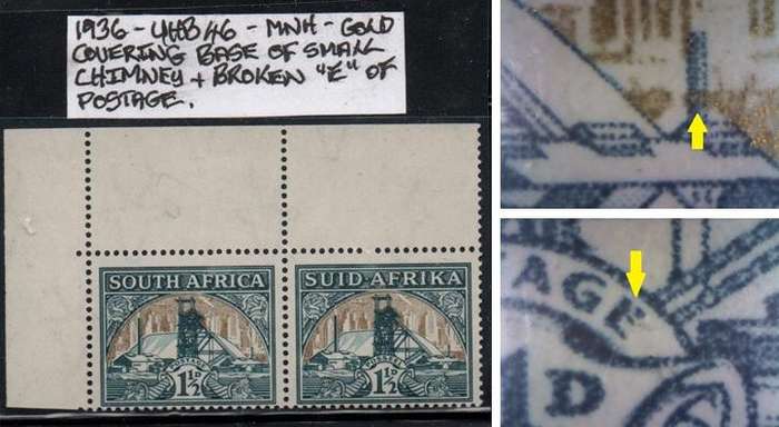 1936 Hyphenated & Screened Definitive 1 1/2d-pair with varieties in MNH-condition