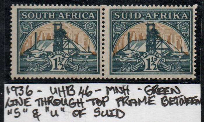 1936 Hyphenated Definitive 1 1/2d-pair with variety in MNH-condition