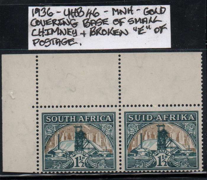 1936 Hyphenated & Screened Definitive 1 1/2d-pair with varieties in MNH-condition