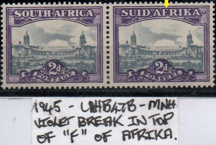 1945 Hyphenated Definitive 2d-pair with variety in MNH-condition
