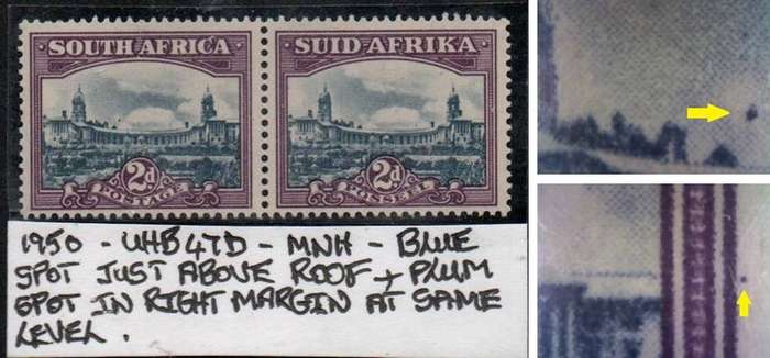 1950 Hyphenated & Screened Definitive 2d-pair with varieties in MNH-condition