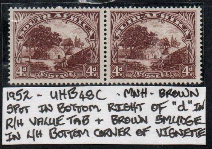 1952 Hyphenated & Screened Definitive 4d-pair with varieties in MNH-condition