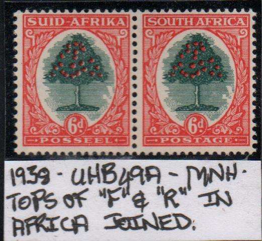 1938 Hyphenated Definitive 6d-pair with variety in MNH-condition