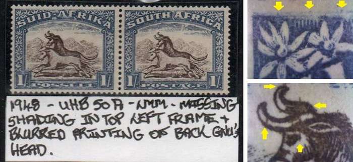 1948 Hyphenated & Screened Definitive 1s-pair with varieties in LMM-condition