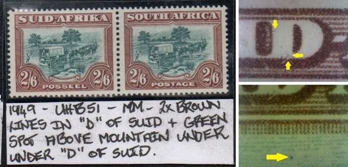 1949 Hyphenated & Screened Definitive 2s 6d-pair with varieties in MM-condition