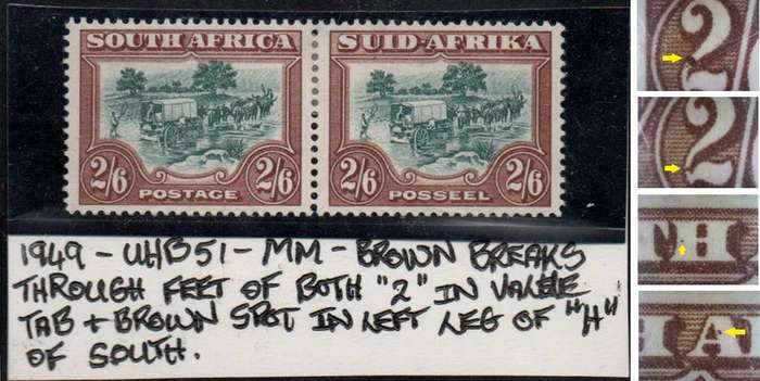 1949 Hyphenated & Screened Definitive 2s 6d-pair with varieties in MM-condition