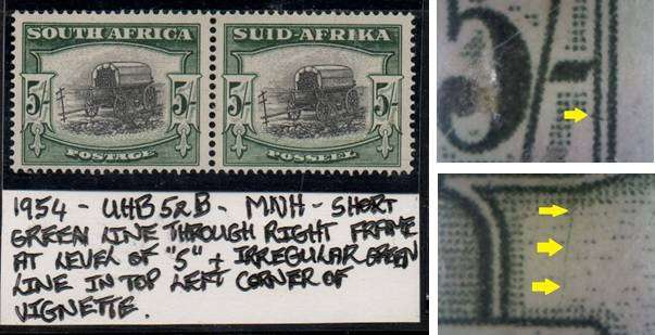 1954 Hyphenated & Screened Definitive 5s-pair with varieties in MNH-condition