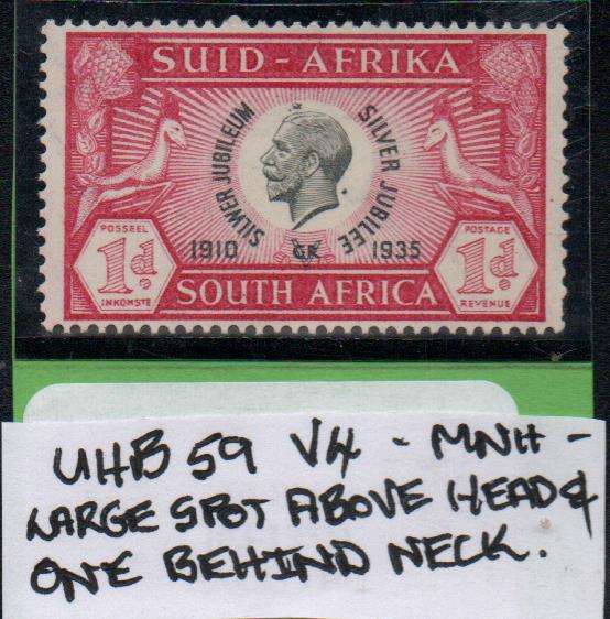 1935 Union KGV SJ Commemorative 1d with listed variety in MNH-condition