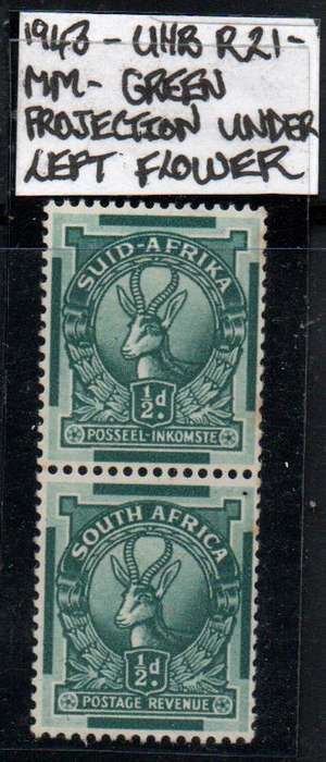 1943 Hyphenated & Screened Definitive 1/2d-coil pair with variety in MM-condition