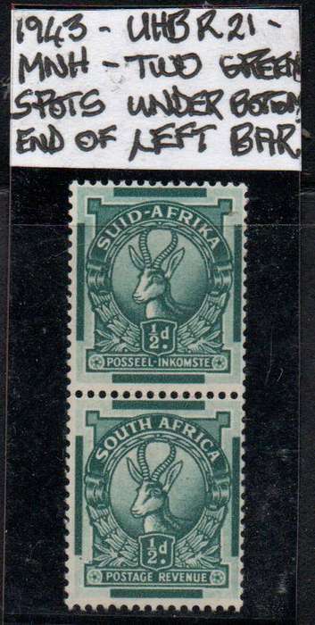1943 Hyphenated & Screened Definitive 1/2d-coil pair with variety in MNH-condition