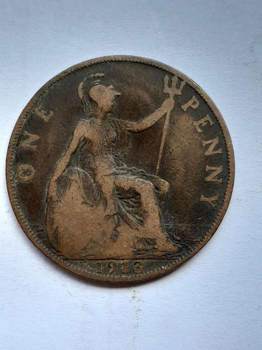 UK One Penny  - Ten Coins - 1907, 1910, 1913, 1913, 1916, 1919, 1920, 1929, 1936 and 1944.
