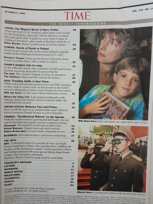 Time Magazine - October 4, 1999, March 29, 1999 and May 24, 1999.