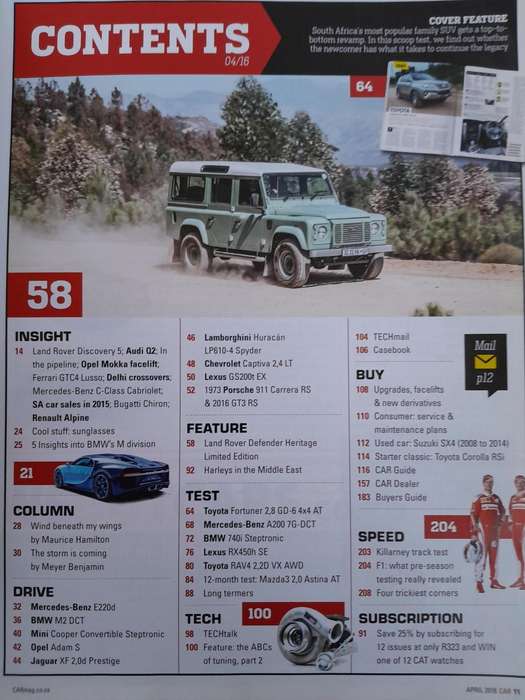 CAR MAGAZINE - April 2016.